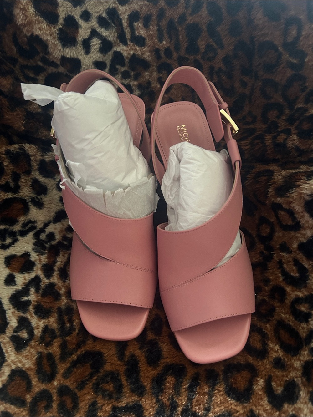 Michael Kors Dusty Pink Leather Slingback Sandals